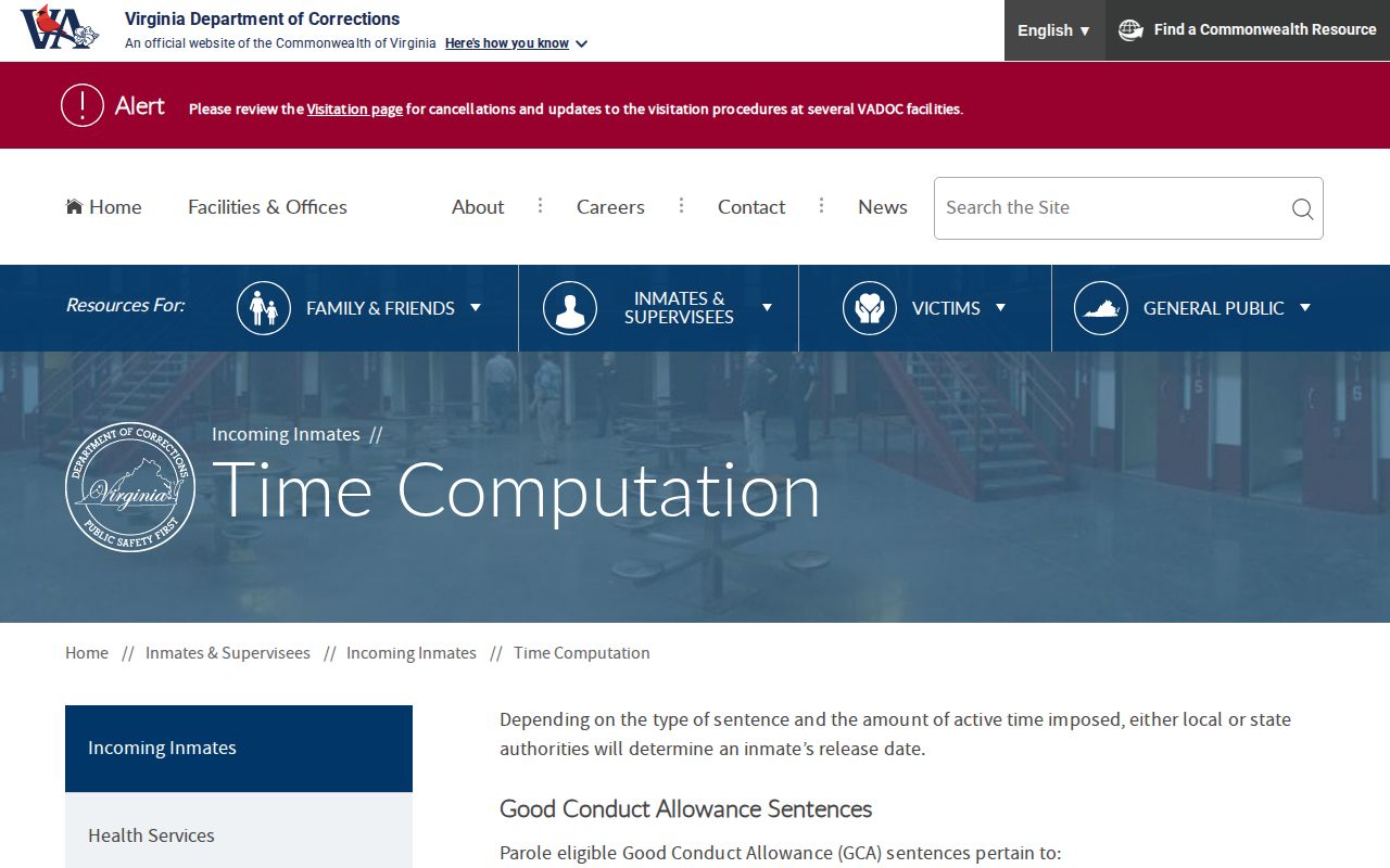 Virginia time computation rules for Warren County release dates
