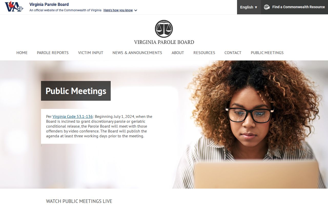 Warren County parole release record information from the Virginia Parole Board
