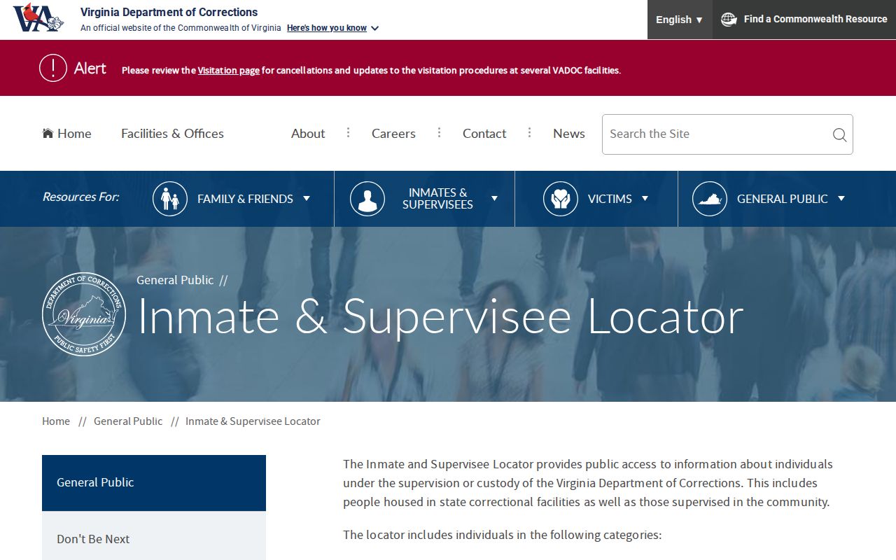 Warren County released inmate search fields in the VADOC locator