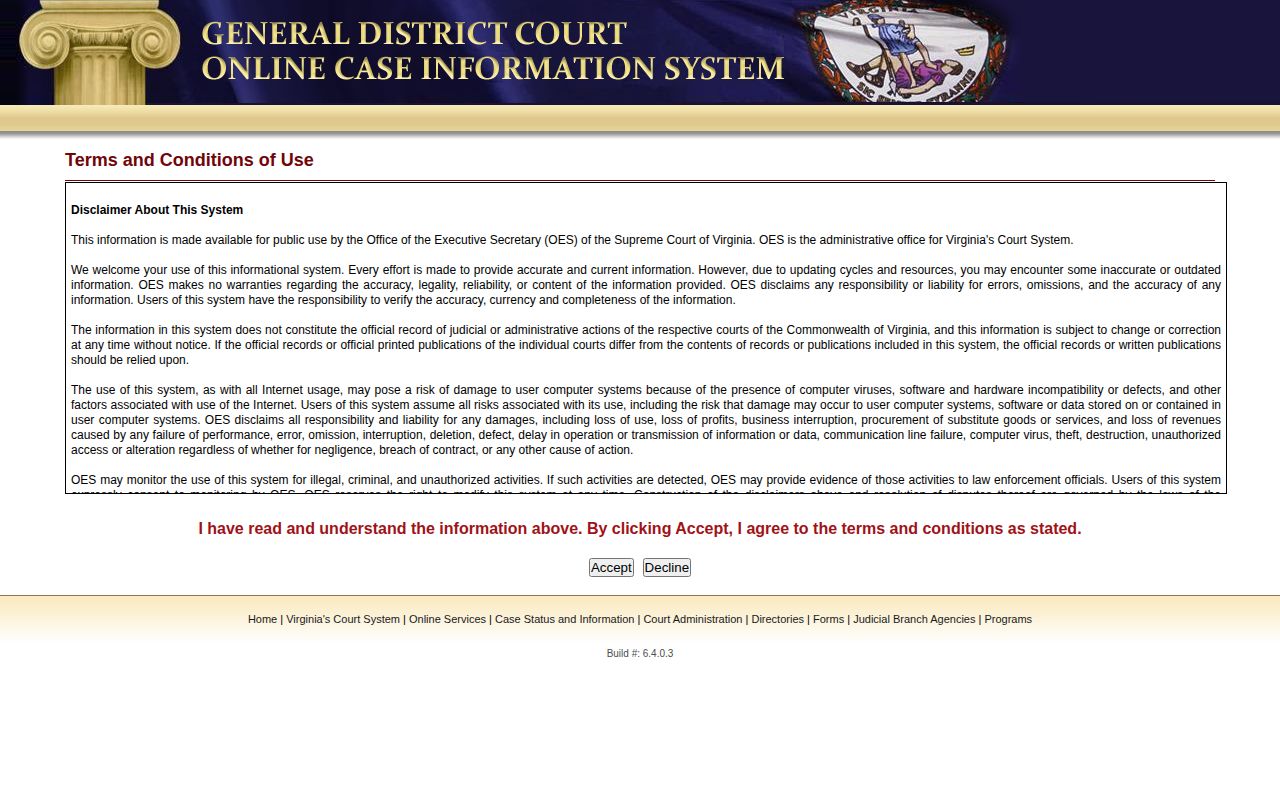 Warren County release record lookup in General District Court